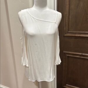 1. State White Asymmetrical Blouse with Cut Out Details